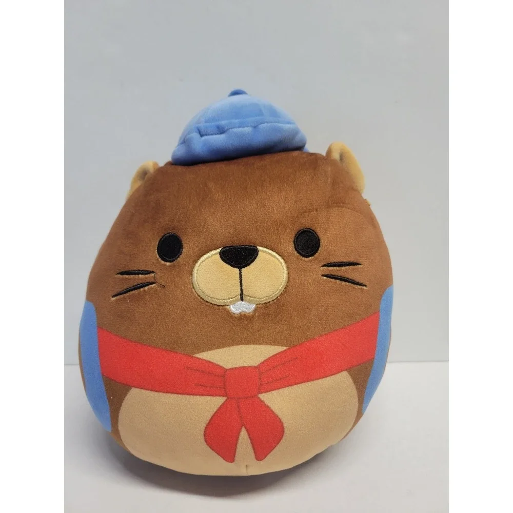 Squishmallows Chip the Beaver 8 Inch Explorer Plush Brown‎ Blue Beret Backpack
